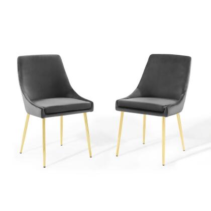 Modway Furniture EEI-3808-GLD-CHA Viscount Performance Velvet Dining Chairs - Set of 2 - Gold & Charcoal 