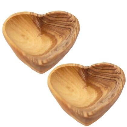 Jedando KWFH01-S2 Petite Olive Wood Heart Trinket Bowls 