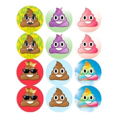 BuySeasons 293226 Emoji Poop Assortment Stickers - Sheet of 12 