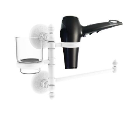 Allied Brass MC-GTBD-1-WHM Monte Carlo Collection Hair Dryer Holder & Organizer, Matte White 