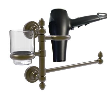 Allied Brass DT-GTBD-1-ABR Dottingham Collection Hair Dryer Holder & Organizer, Antique Brass 