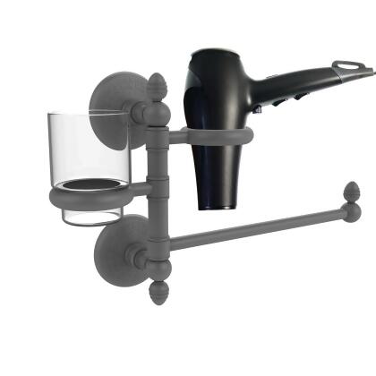 Allied Brass MC-GTBD-1-GYM Monte Carlo Collection Hair Dryer Holder & Organizer, Matte Gray 
