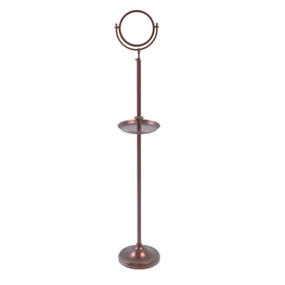 Allied Brass DMF-3-5X-CA 8 in. dia. Floor Standing Make-Up Mirror with 5X Magnification & Shaving Tray, Antique Copper 