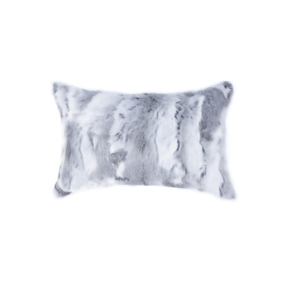 HomeRoots 358162 5 x 12 x 20 in. 100 Percent Natural Rabbit Fur Grey Pillow 