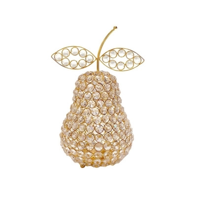 Homeroots 379770 10.75 in. Medium Faux Crystal Gold Pear Sculpture 