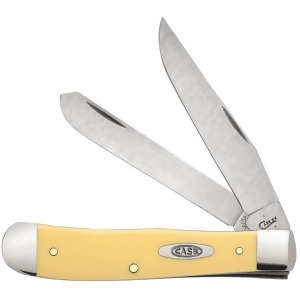 Case Cutlery Cas-81091 4.125 in. Synthetic Stainless Steel Trapper Knife with Pocket Clip, Yellow - All