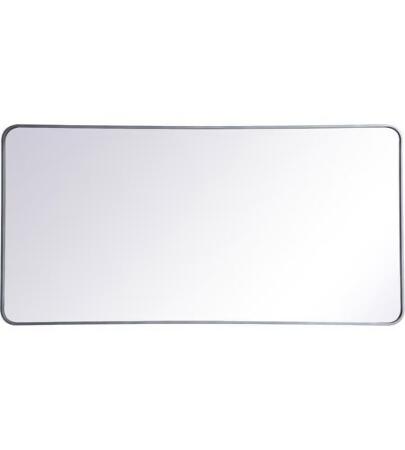 Elegant Lighting MR803060S 30 x 60 in. Evermore Soft Corner Rectangular Metal Mirror, Silver 