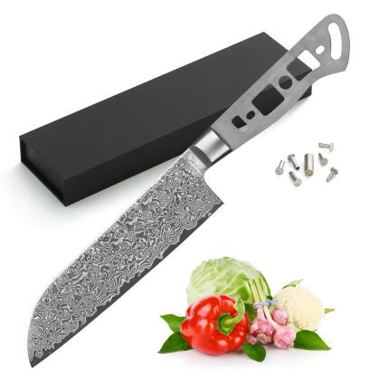 Katsura Cutlery CKGD6B-no logo 7 in. 67 Layers Damascus Steel Santoku Chef Knife Blank Woodworking Project Kit 
