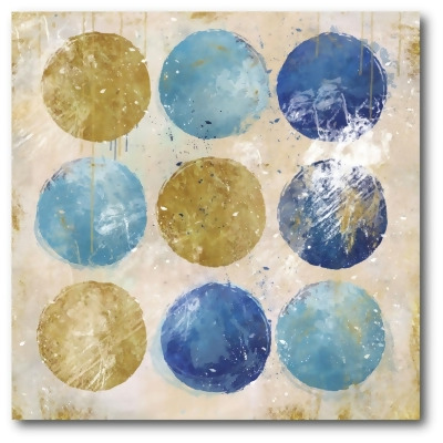 Courtside Market WEB-GBS158-16x16 16 x 16 in. Circles Blue & Gold Gallery-Wrapped Canvas Wall Art 