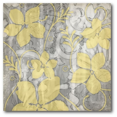 Courtside Market WEB-YG160-16x16 16 x 16 in. Yellow & Gray Flower I Gallery-Wrapped Canvas Wall Art 