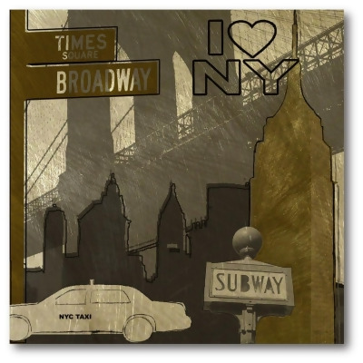Courtside Market WEB-GBS132-16x16 16 x 16 in. I Love NY in Gray Gallery-Wrapped Canvas Wall Art 
