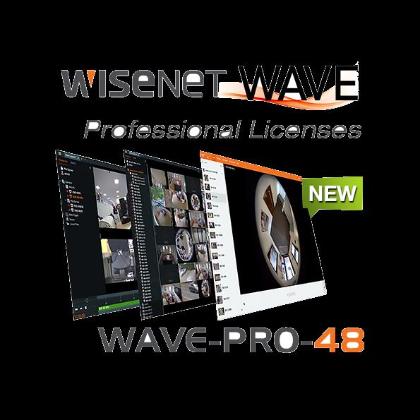 Hanwha WAVE-PRO-48 Wave VMS Professional Enables 48 IP Streaming Recording License 