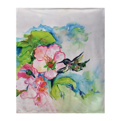 Betsydrake BK437 50 x 60 in. Hummingbird & Hibiscus Fleece Blanket 