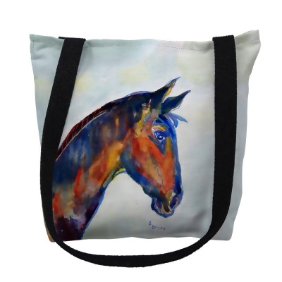 Betsydrake TY090G 18 x 18 in. Blue Horse Tote Bag - Large 