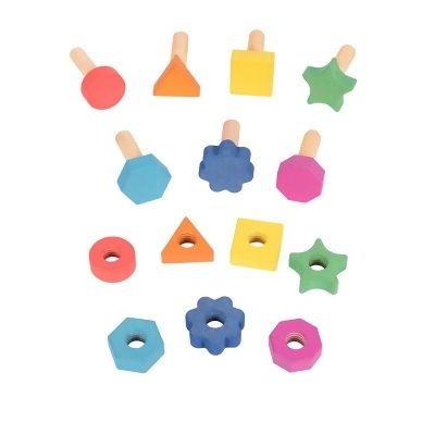 TickiT CTU74001 2.6 in. Rainbow Wooden Nuts & Bolts, Assorted Color - Set of 7 