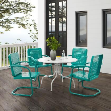 Crosley Furniture KO10017TU Outdoor Dining Set, Turquoise Gloss & White Satin - Dining Table & 4 Chairs - 5 Piece 
