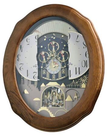 Rhythm Clock 4MH419WU06 20.7 x 16.7 in. Joyful Timecracker Oak Magic Motion Clock 