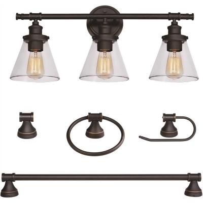 Globe Electric 50192 Parker 3-Light All-In-One Bath Light Set, Oil Rubbed Bronze - 5 Piece 