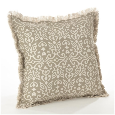 SARO 9011.N20S 20 in. Square Naxos Geometric Design Down Filled Cotton Throw Pillow Natural 