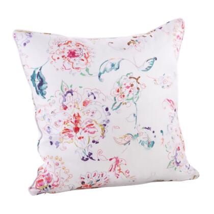 SARO 13020.W20S 20 in. Square Art Design Floral Pattern Down Filled Throw Pillow White 