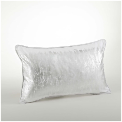 SARO 700.S1220B 12 x 20 in. Rectangular Metallic Banded Design Pillow - Silver 
