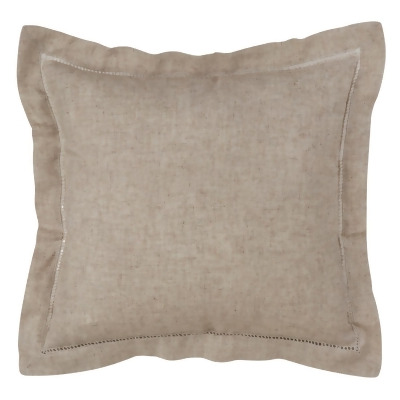 SARO 731P.N20S 22 in. Square Down Filled Poly Blend Hemstitched Throw Pillow - Natural 