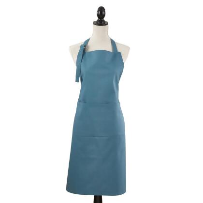 SARO 2443.BG01 Classic Cuisine Denim Pocket Apron - Blue Grey 