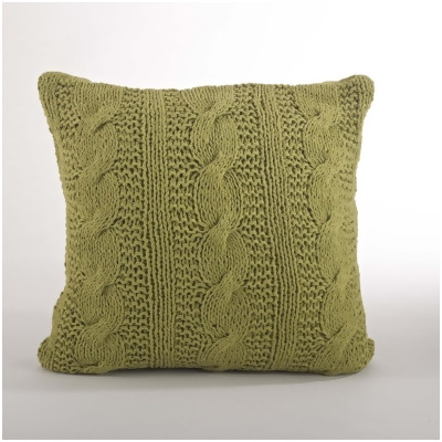 SARO 1020.GS20S 20 in. Cable Knit Design Down Filled Cotton Throw Pillow Grass 