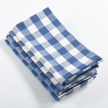 SARO 590.FB20S 20 in. Square Gingham Design Dinner Napkin French Blue - Set of 4 