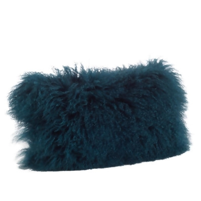 SARO 3564.TE1220B 12 x 20 in. Wool Mongolian Lamb Fur Throw Pillow - Teal 