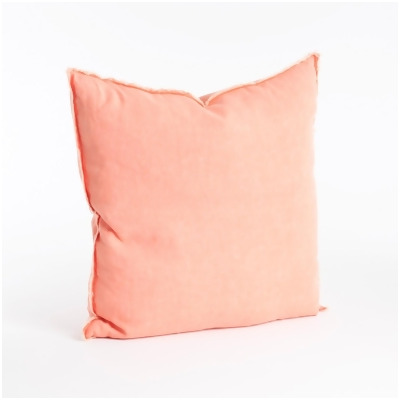 SARO 13049.CX20S 20 in. Square Fringed Design Linen Down Filled Pillow - Coral 