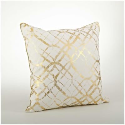 SARO 9283.GL20S 20 in. Embroidered & Foil Print Square Throw Pillow - Gold 