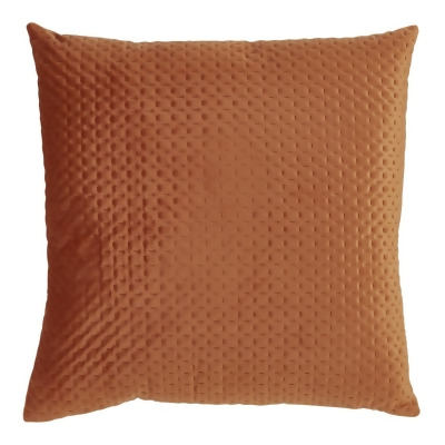 SARO 9036.RU18S 18 in. Square Poly Filled Pinsonic Velvet Throw Pillow - Rust 