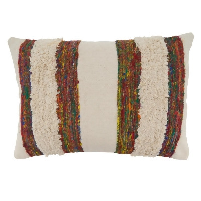 SARO 2341.M1624BC 16 x 24 in. Oblong Throw Pillow Cover with Boho Stripe Design 