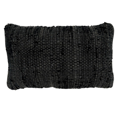 SARO 3332.BK1423BC 14 x 23 in. Oblong Throw Pillow Cover with Black Chindi Design 