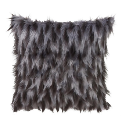 SARO 3538.BK18S Poly Filled Accent Pillow with Faux Fur Design Black 