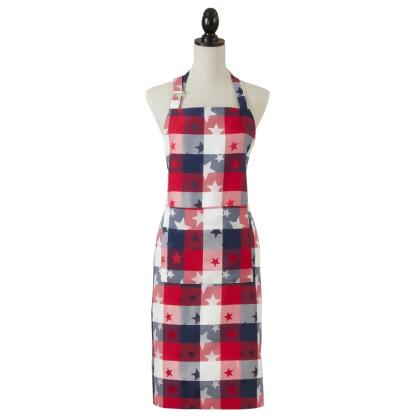SARO 1776.M2436 24 x 36 in. Checkered Cooking Apron with Americana Design 