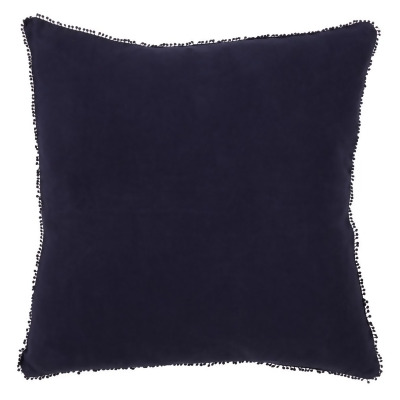 SARO 15063.MB20S 20 in. Graciella Square Pompom Design Down Filled Pillow - Midnight Blue 