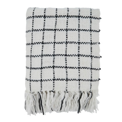 Saro Lifestyle TH923.BW5060B 50 x 60 in. Sevan Collection Checkered Throw Blanket, Black & White 