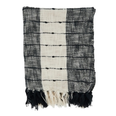 Saro Lifestyle TH067.BW5060B 50 x 60 in. Sevan Collection Striped Throw Blanket, Black & White 
