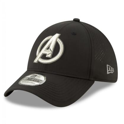 Avengers 810120-medium-large Avengers Silver Symbol Perforated for Play New Era 39Thirty Fitted Hat, Medium & Large
