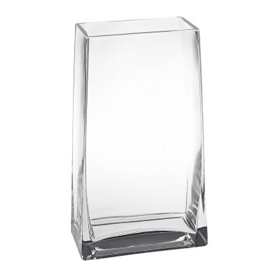 HomeRoots 375878 7 in. Clear Glass Rectangle Handmade Vase 
