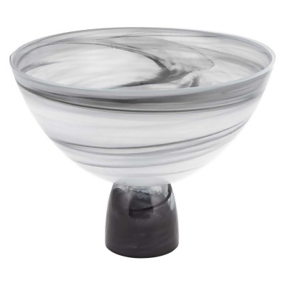 HomeRoots 375873 10 in. Mouth Blown Polish Glass Footed Centerpiece Bowl 