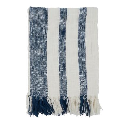 Saro Lifestyle TH811.NB5060B 50 x 60 in. Sevan Collection Banded Throw Blanket, Navy Blue 