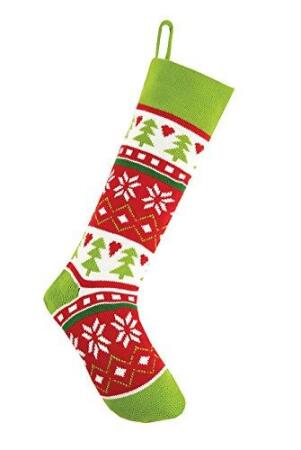 Peking Handicraft 31PK384MC 7 x 24 in. Fair Isle Tree Knit Stocking - Pack of 2 