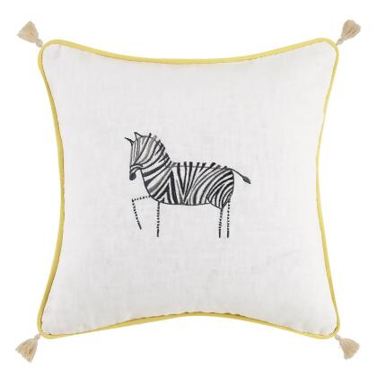 Peking Handicraft 24DN162CC16SQ 16 x 16 in. Zebra Square Embroidered Pillow with Tassels 