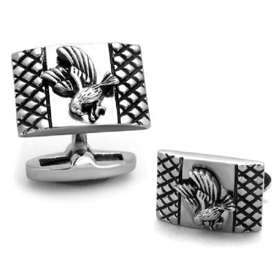 Alamode TK1655 Men High Polished Stainless Steel Cufflink with No Stone in No Stone 