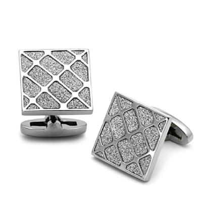 Alamode TK1252 Men High Polished Stainless Steel Cufflink with No Stone in No Stone 