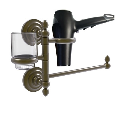Allied Brass QN-GTBD-1-ABR Que First Collection Hair Dryer Holder & Organizer, Antique Brass 