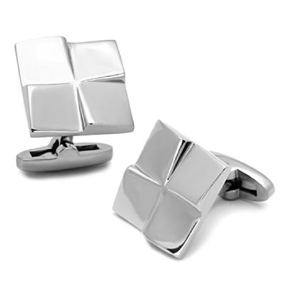 Alamode TK1250 Men High Polished Stainless Steel Cufflink with No Stone in No Stone 